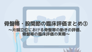 骨盤帯・股関節の臨床評価まとめ③〜片脚立位における骨盤帯の動きの評価、骨盤帯の臨床評価の実際〜