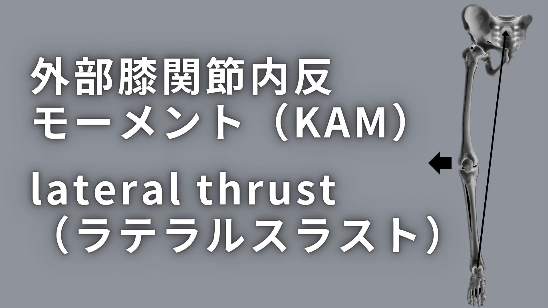 外部膝関節内反モーメント（KAM）とlateral thrust（ラテラルスラスト）